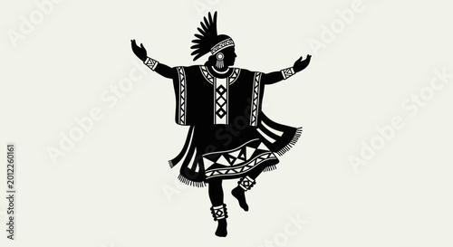 Bild auf Leinwand African Dancer Silhouette with Traditional Costume and Headdress