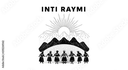 Schilderij op canvas Inti Raymi Festival: Andean People Celebrate Sun God in Traditional Attire
