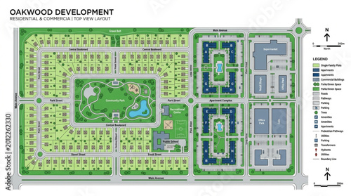 Fotografi Oakwood Development Master Plan Aerial View.