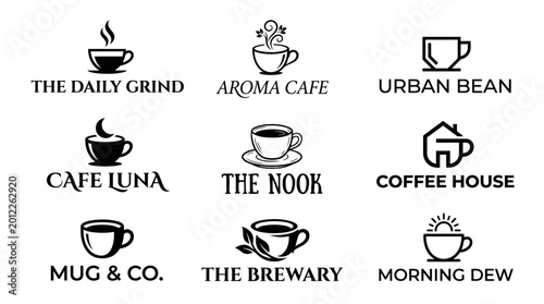 Coffee shop logos and icons.