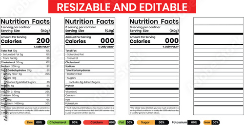 Bilde på lerret Nutrition facts label