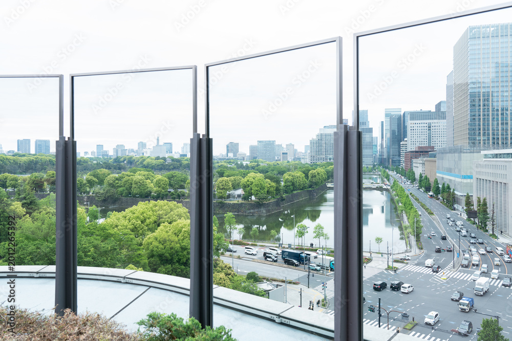 Fototapeta premium ビルの上から見た交差点と日比谷濠
