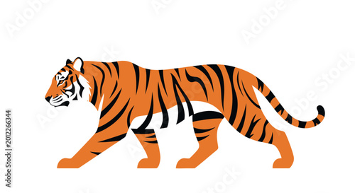 Canvas Print Majestic Tiger Walking Silhouette - Wild Animal Illustration