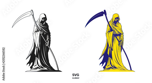 Foto Grim Reaper Silhouette and Graphic Illustration