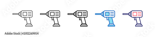 Photos Drill Icon In 5 Different Styles Set Collection.