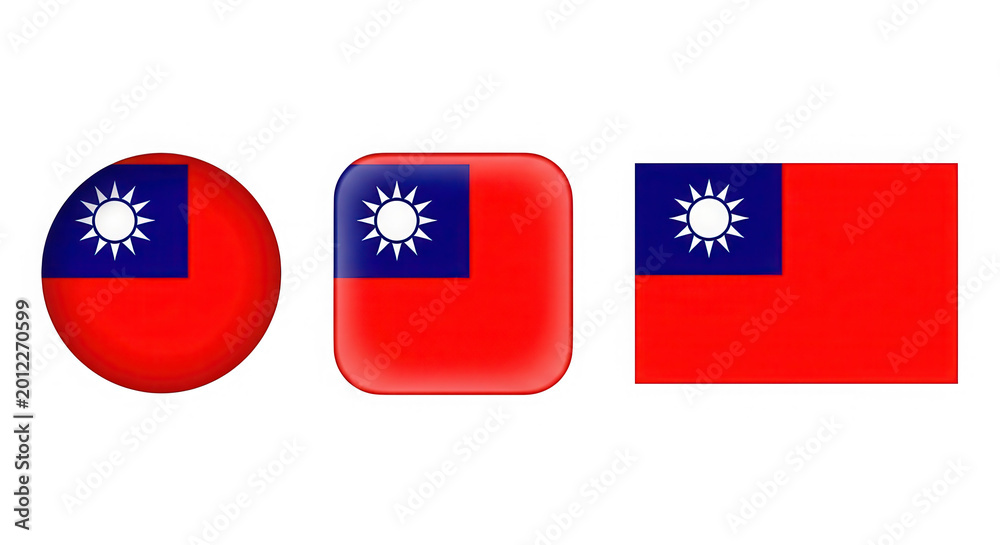 Fototapeta premium Taiwan flag icons in round square and rectangle shapes isolated on transparent background