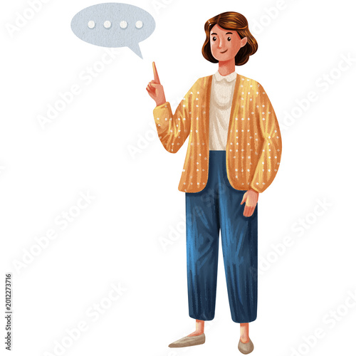 a woman standing, looking forward with a slight smile