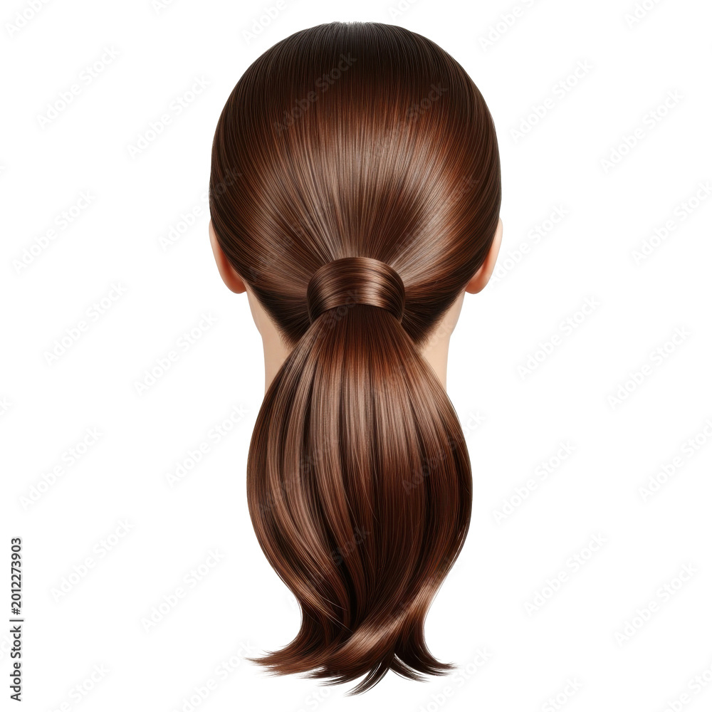 Fototapeta premium elegant brunette hair bun with braided detail isolated on transparent background