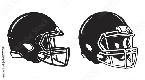 Konstfotografi American Football Helmets Side View.
