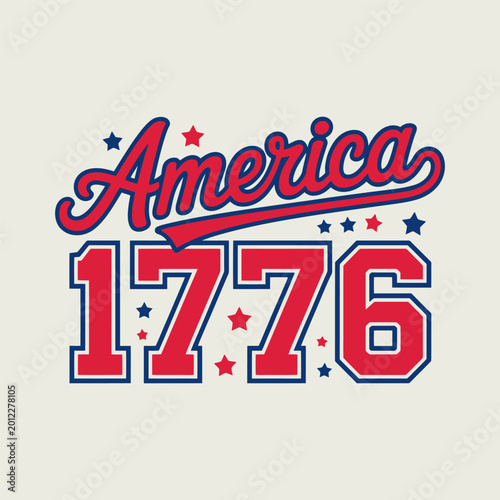America 1776 Patriotic Retro Illustration