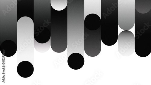 Fotografie Minimal monochrome composition with elongated rounded shapes hanging from top to bottom, soft gradients and grain texture