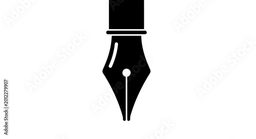 Black fountain pen nib icon isolated on white background