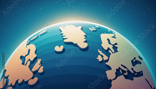 Radiant morning light glowing brilliantly over the curved horizon of planet Earth in a stunning macro studio capture symbolizing global connectivity and international travel.