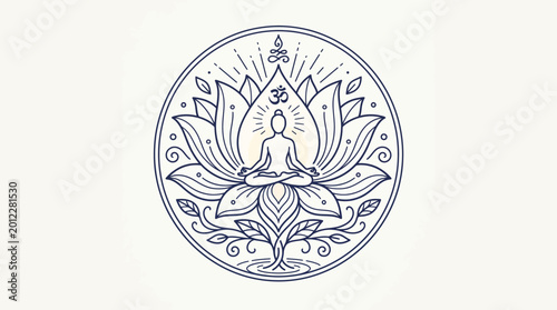 Lotus Flower Yoga Symbol Peace Balance Vector Design