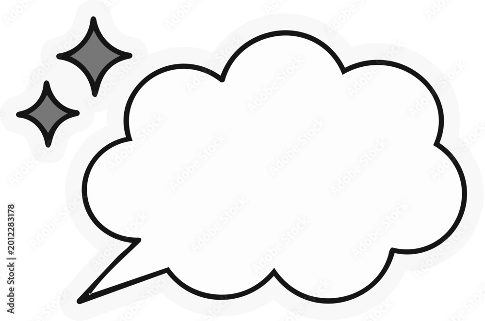 Obraz premium Outlined Cloud Thought Bubble with Diamond Sparkles
