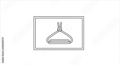 Isolated illustration of a simple, stylized grab handle with suspension straps on a white background