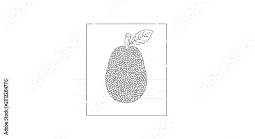 Jackfruit Outline Drawing, Tropical Fruit Vector Illustration, Exotic Food Sketch