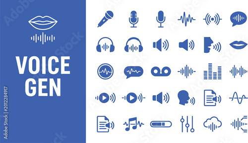 Icons demonstrate various audio and voice synthesis processing tools.