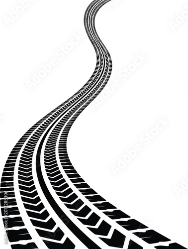 3d vector illustration of a winding black asphalt highway with white lines forming a curved travel path on a white background design element