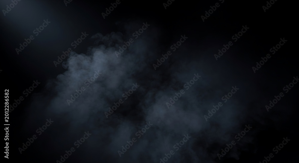 Fototapeta premium Smoke swirls softly against a dark and moody black background.