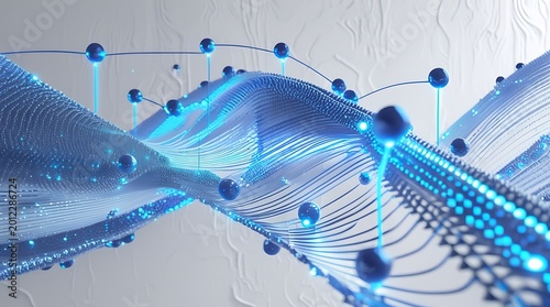 Abstract Quantum Computing Visualization with Futuristic Data Flow Waves