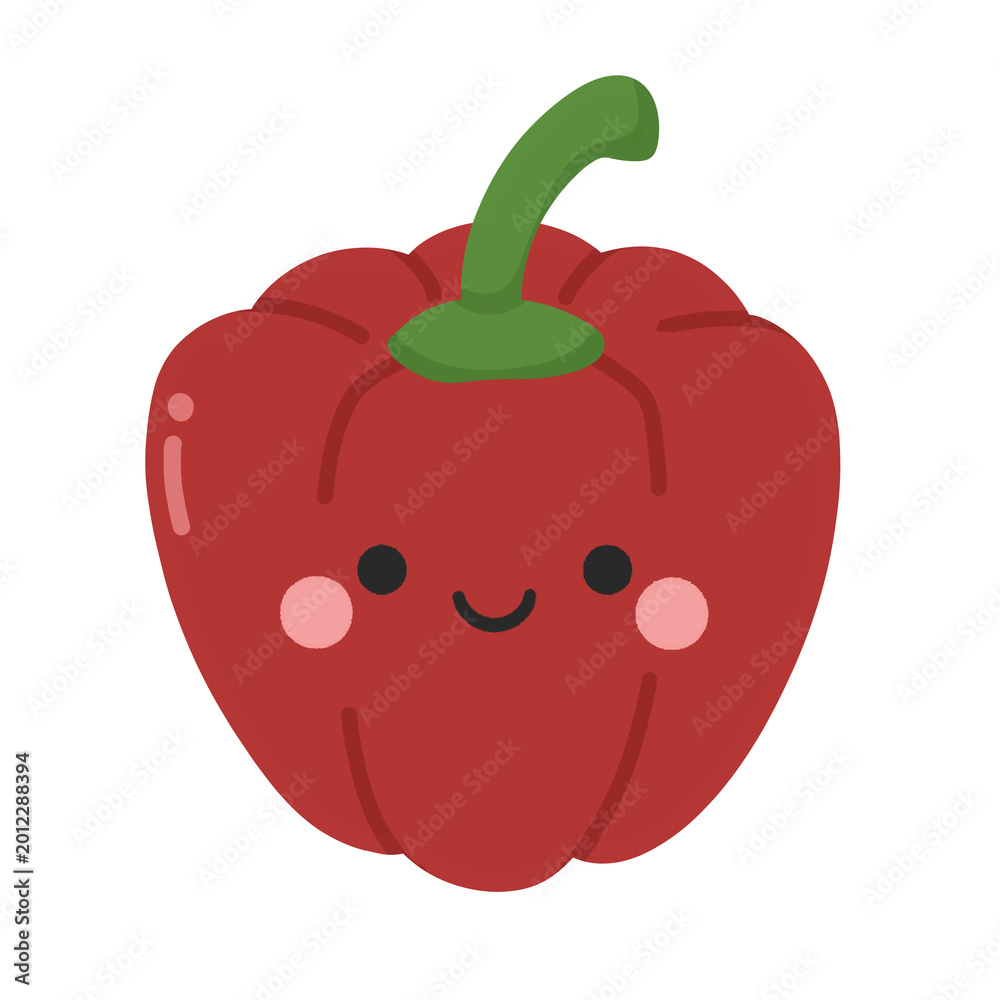 Fototapeta premium Red bell pepper cute illustratiom