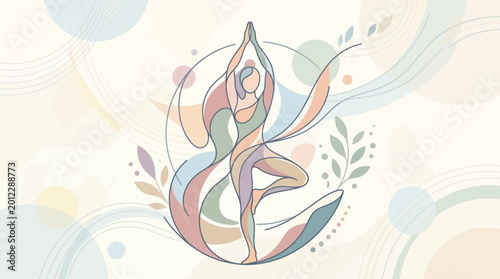 Abstract Yoga Pose Flow Shapes Modern Design