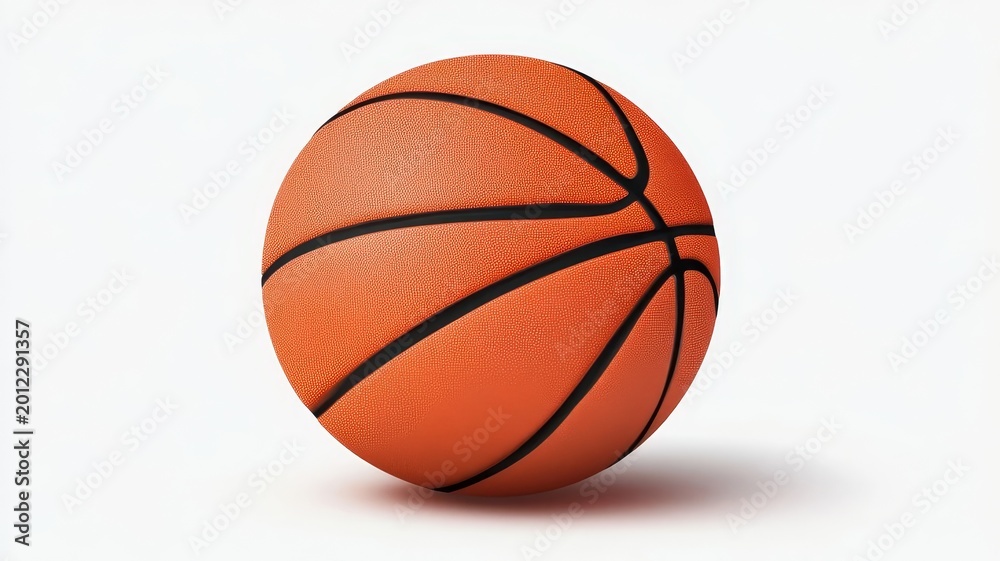 Fototapeta premium Basketball on pristine white studio background orange basketball rests on bright white surface