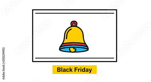 Black Friday Sale Bell Icon, Shopping Discount Notification Alert