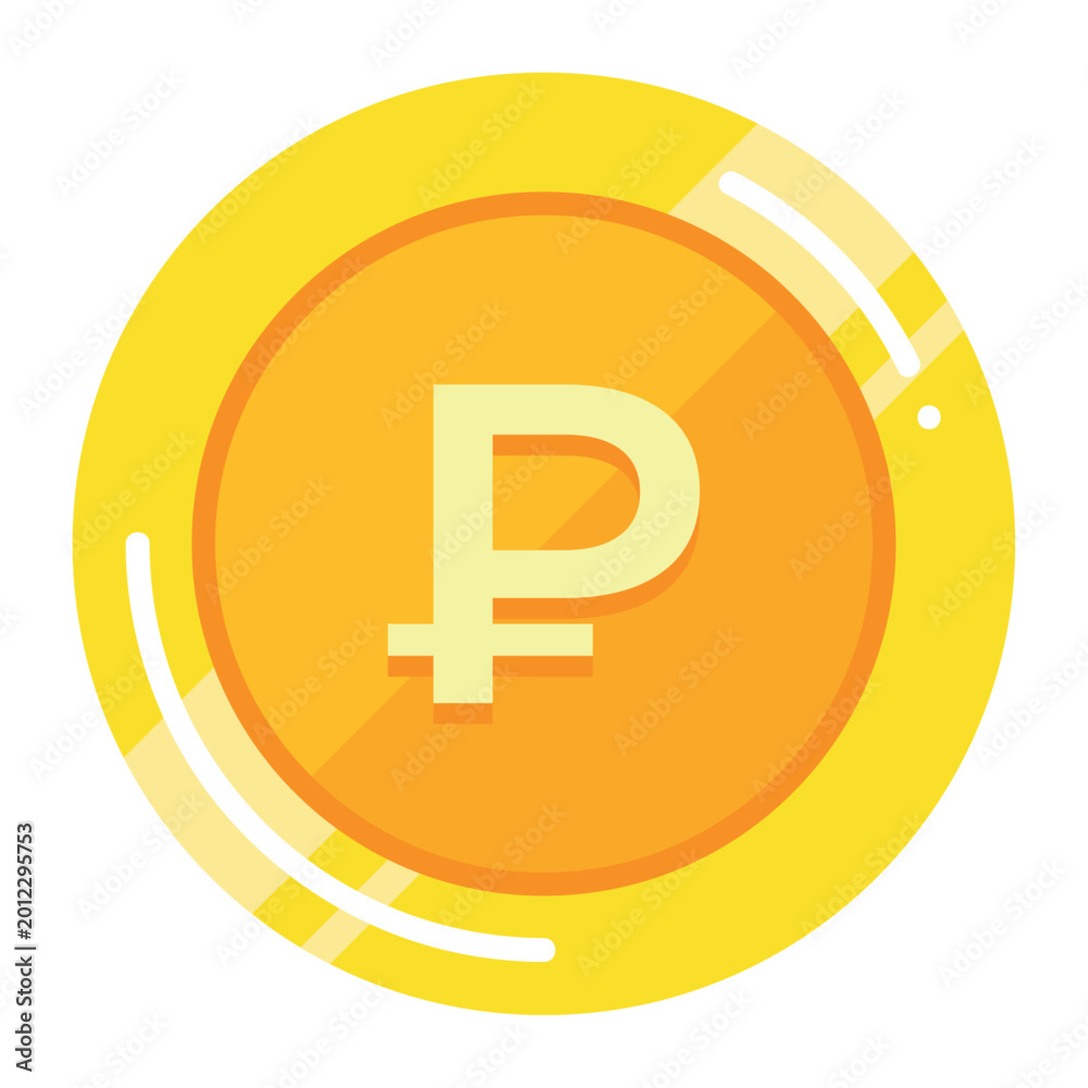 Obraz premium Gold coin with ruble symbol 