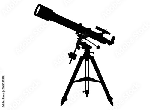 Black silhouette of a telescope on a tripod