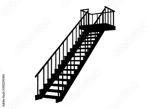 Black silhouette of industrial metal staircase