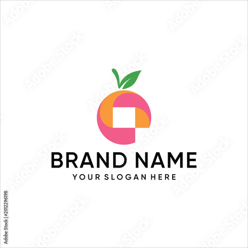 fruit tech logo vector