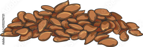 Tableau sur toile Flax seed pile vector sketch, superfood, hand drawn brown Linen cereal crops see