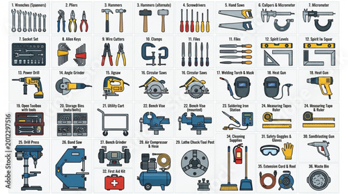 Bilde på lerret Collection of various tools and equipment for construction and repair