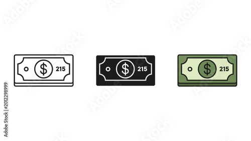 Принти на полотні three dollar bills with 215 denomination flat design vector illustration