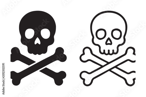 skull and crossbones icons in black and white