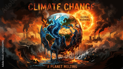 Fotografi A powerful illustration of Earth's climate crisis, depicting our melting planet
