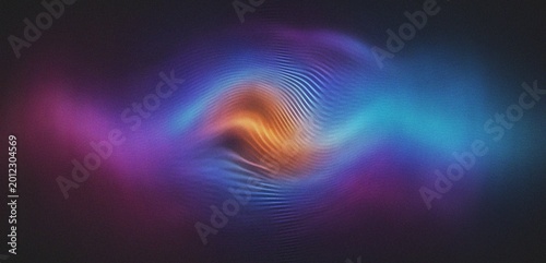 Fotografie Abstract generative art background with glowing digital noise waves in purple an
