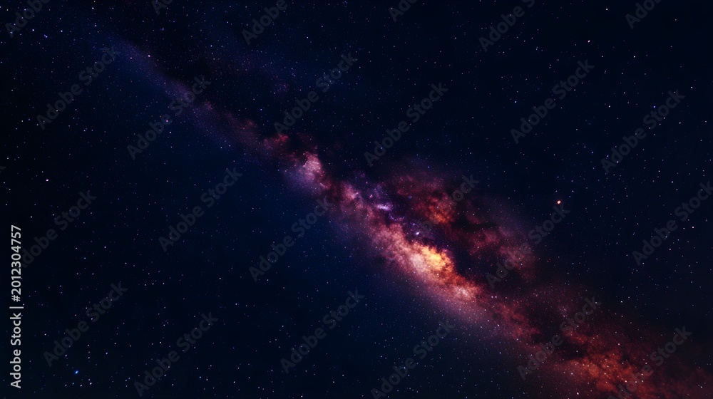 Fototapeta premium Vibrant milky way galaxy band with stars in deep night sky