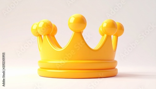 Cute 3D Golden Crown Icon Illustration Isolated Background