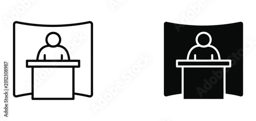 Fotografía Exhibitor icons set for apps and web designs, simple isolated graphics, modern e