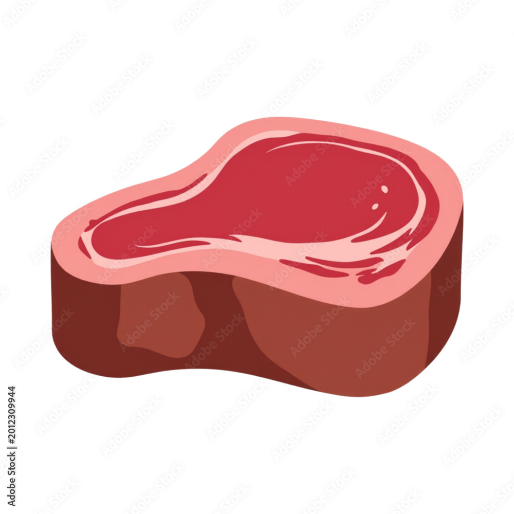 Fototapeta premium Porterhouse steak flat vector isolated on transparent