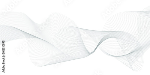 Minimal modern curve wavy fluid line blend vibrant gray dynamic design element. Dynamic black and white flowing wave design element. Abstract wavy lines gray color vector line blend element.