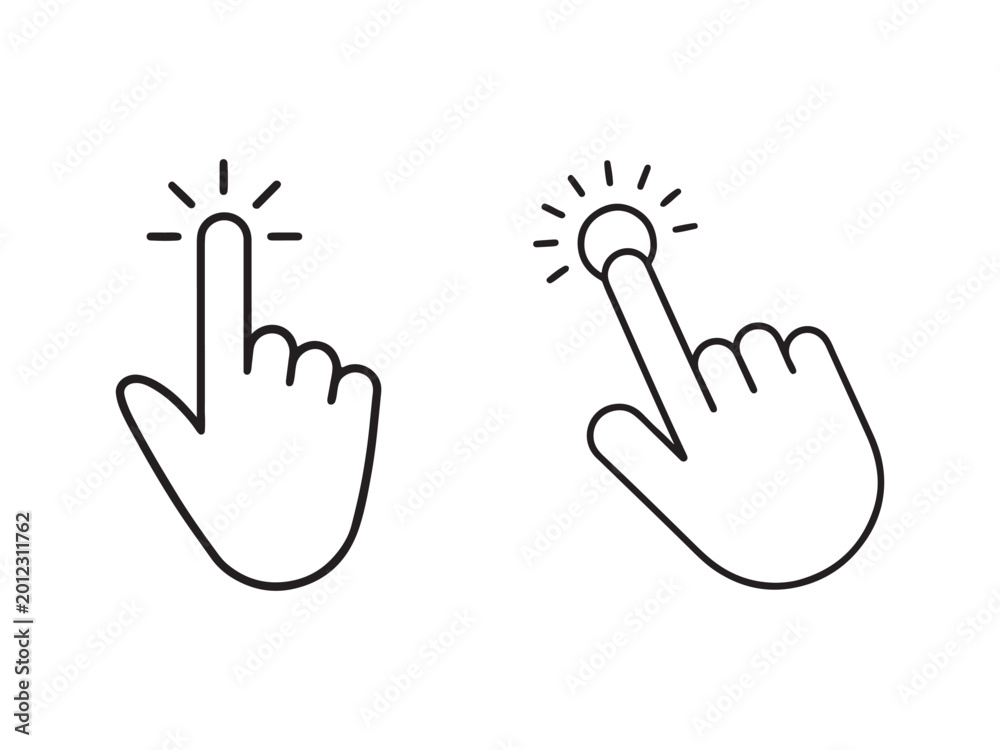 Fototapeta premium Click hand icon button cursor pointer select touch web design element user interface clickable area indicator