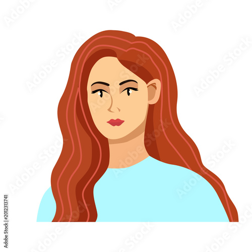 Illustration of a Woman with Long Red Hair