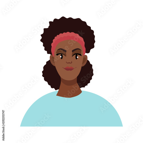 Illustration of Woman with Curly Hair and Headband