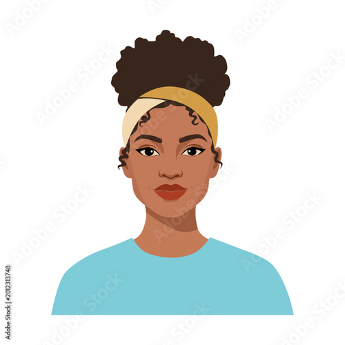 Illustration of a woman with curly hair using a headband