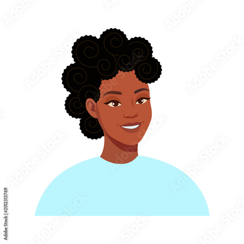  Smiling Woman with Curly Hair