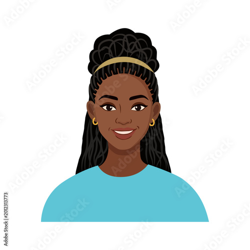 Portrait of a Smiling Woman with Braids